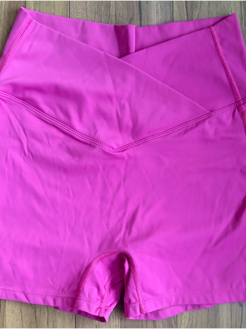 Bare Activewear Women’s Wrap-Waist Pink Bike Shorts